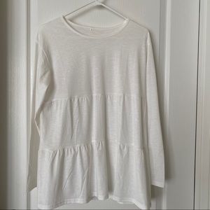 White S winter tunic ruffled blouse Amazon NWOT
